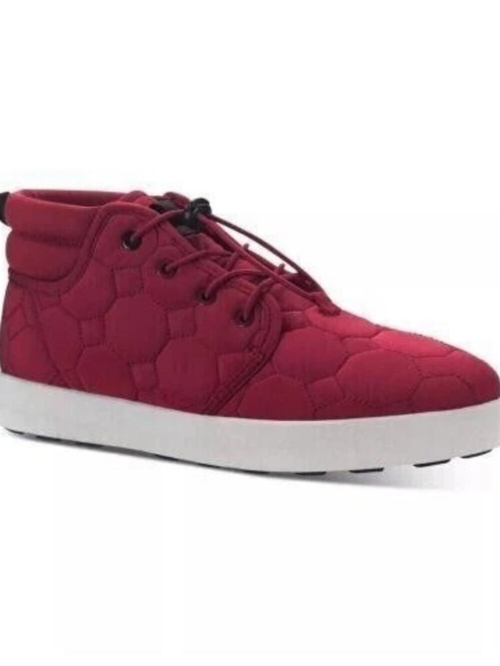 Sun + Stone Men Lace Up Fin Knit Fabric Quilted Puffer Boots, Red, SZ 11M